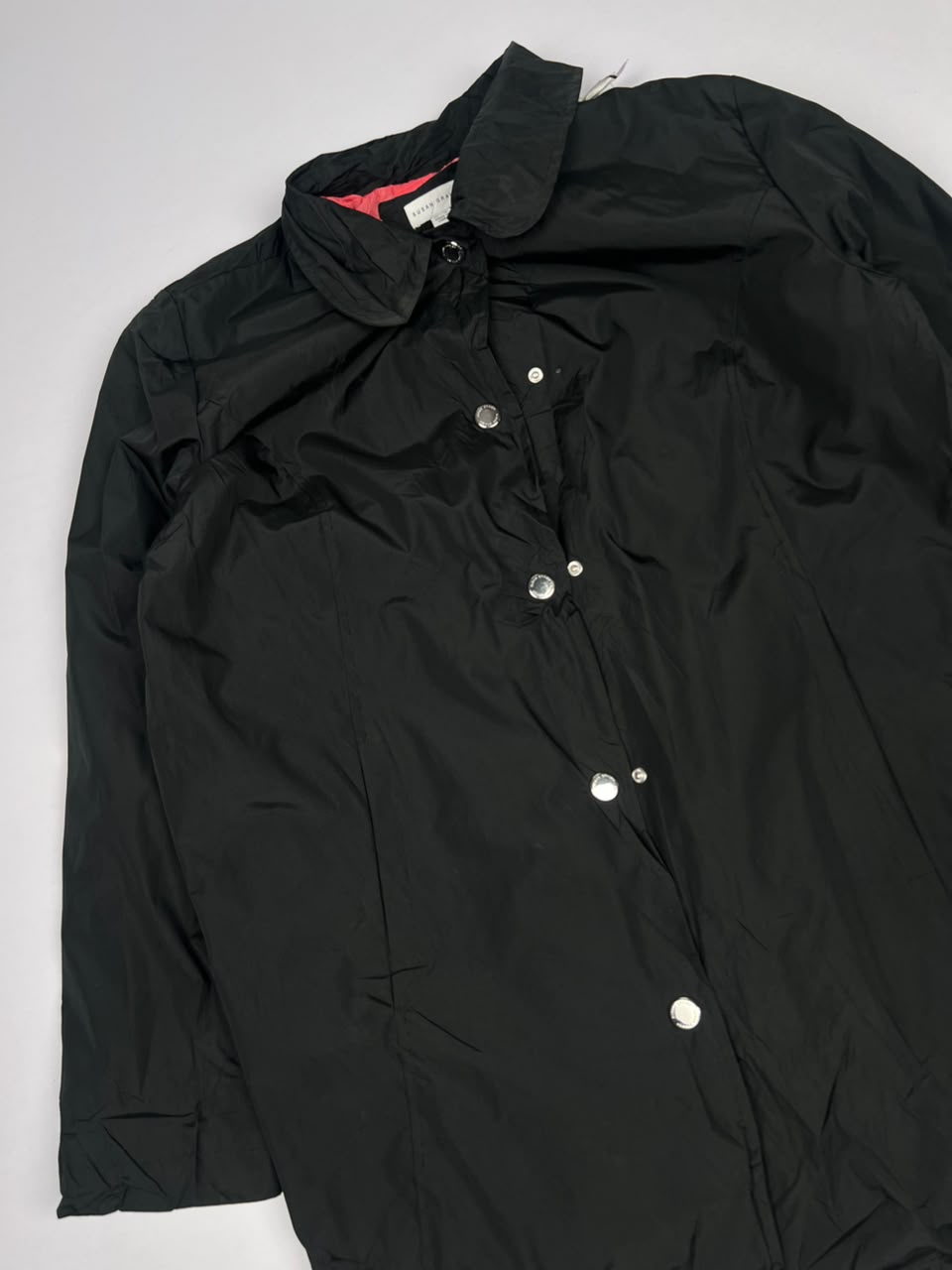Lightweight Button-Up Jacket with Wide Collar and Pink Inner Lining – Vintage Casual Outerwear ⚠️ Button Missing