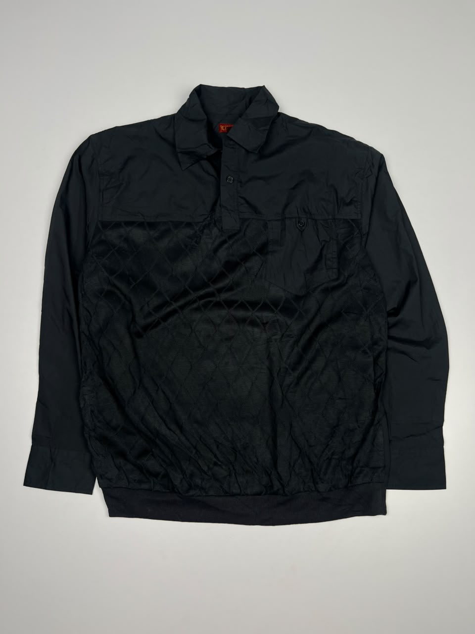 Quilted Pullover Jacket with Collared Neck and Button Placket – Vintage Casual Sportswear Jacket
