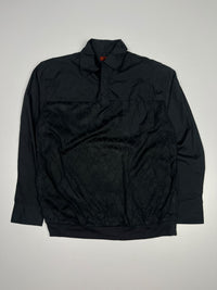 Quilted Pullover Jacket with Collared Neck and Button Placket – Vintage Casual Sportswear Jacket