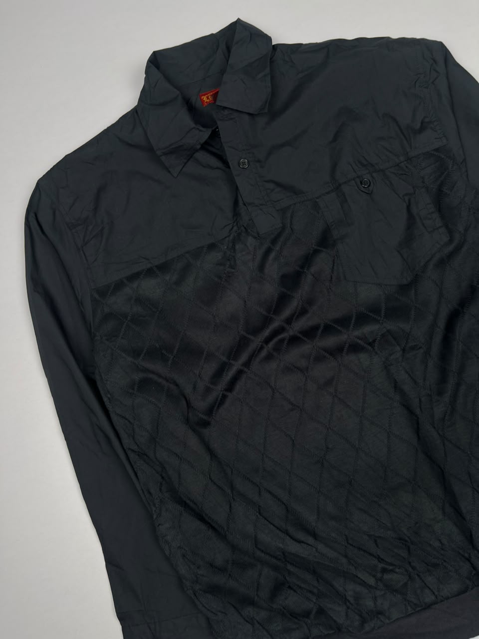 Quilted Pullover Jacket with Collared Neck and Button Placket – Vintage Casual Sportswear Jacket