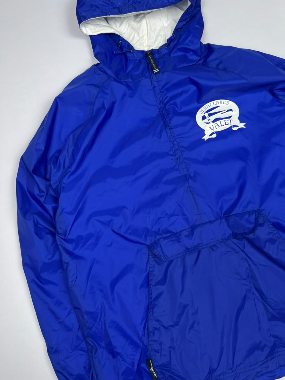 Vintage Royal Blue Hooded Pullover Windbreaker Jacket with Front Kangaroo Pocket