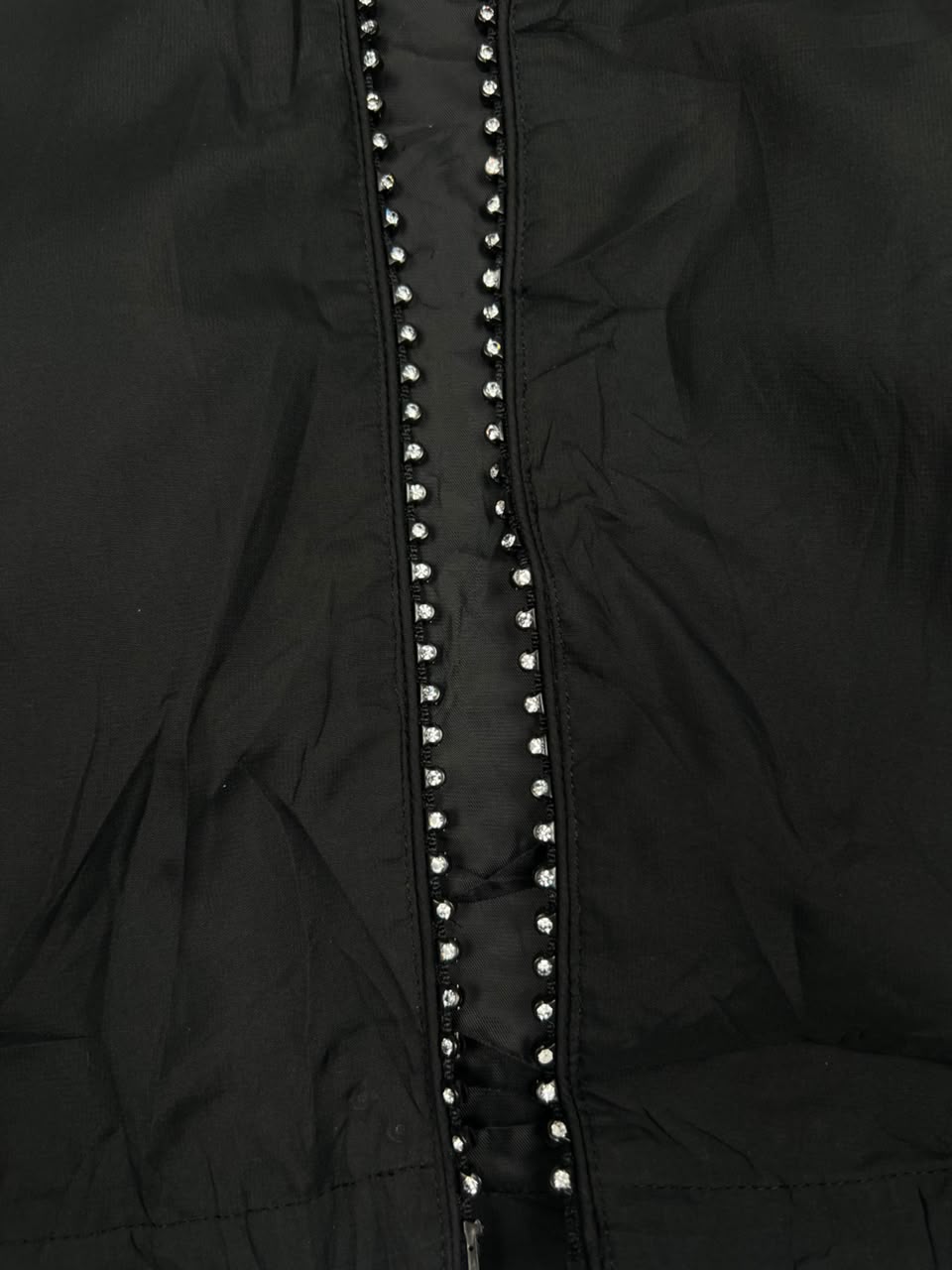 Vintage Black Sleeveless Zip-Up Utility Vest with Studded Trim and Contrast Zipper Pockets ⚠️ No Zip