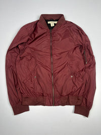 Vintage Zip-Up Bomber Jacket with Ribbed Cuffs, Hem and Utility Sleeve Pocket