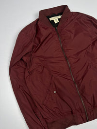 Vintage Zip-Up Bomber Jacket with Ribbed Cuffs, Hem and Utility Sleeve Pocket
