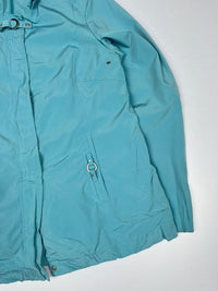 Teal Blue High-Neck Zip-Up Utility Jacket with Metallic Ring Detail Pockets ⚠️ No Zip Puller