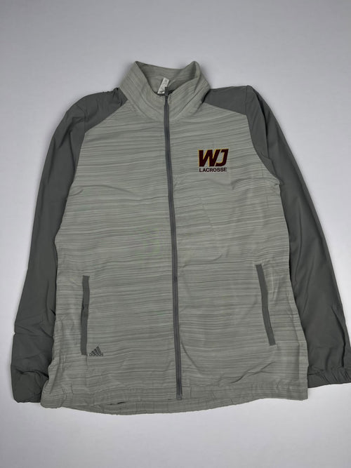 Grey Adidas WJ Lacrosse Full-Zip Sports Jacket with Striped Design