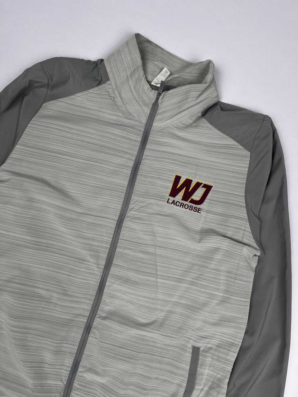 Grey Adidas WJ Lacrosse Full-Zip Sports Jacket with Striped Design