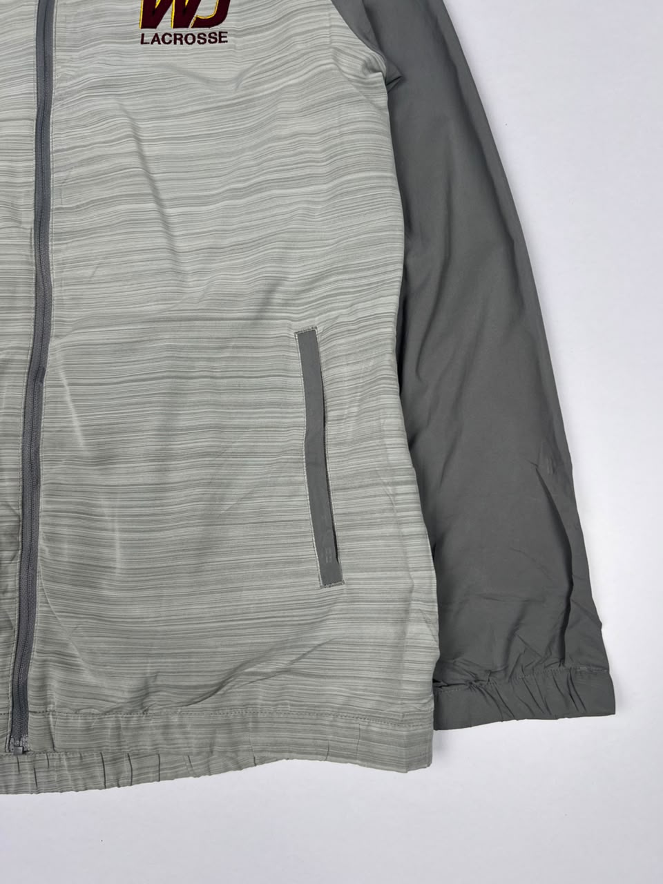 Grey Adidas WJ Lacrosse Full-Zip Sports Jacket with Striped Design
