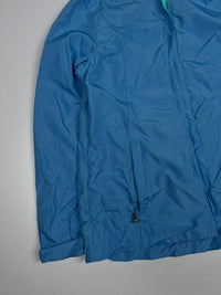 Blue Hooded Lightweight Windbreaker Jacket with Green Contrast Lining