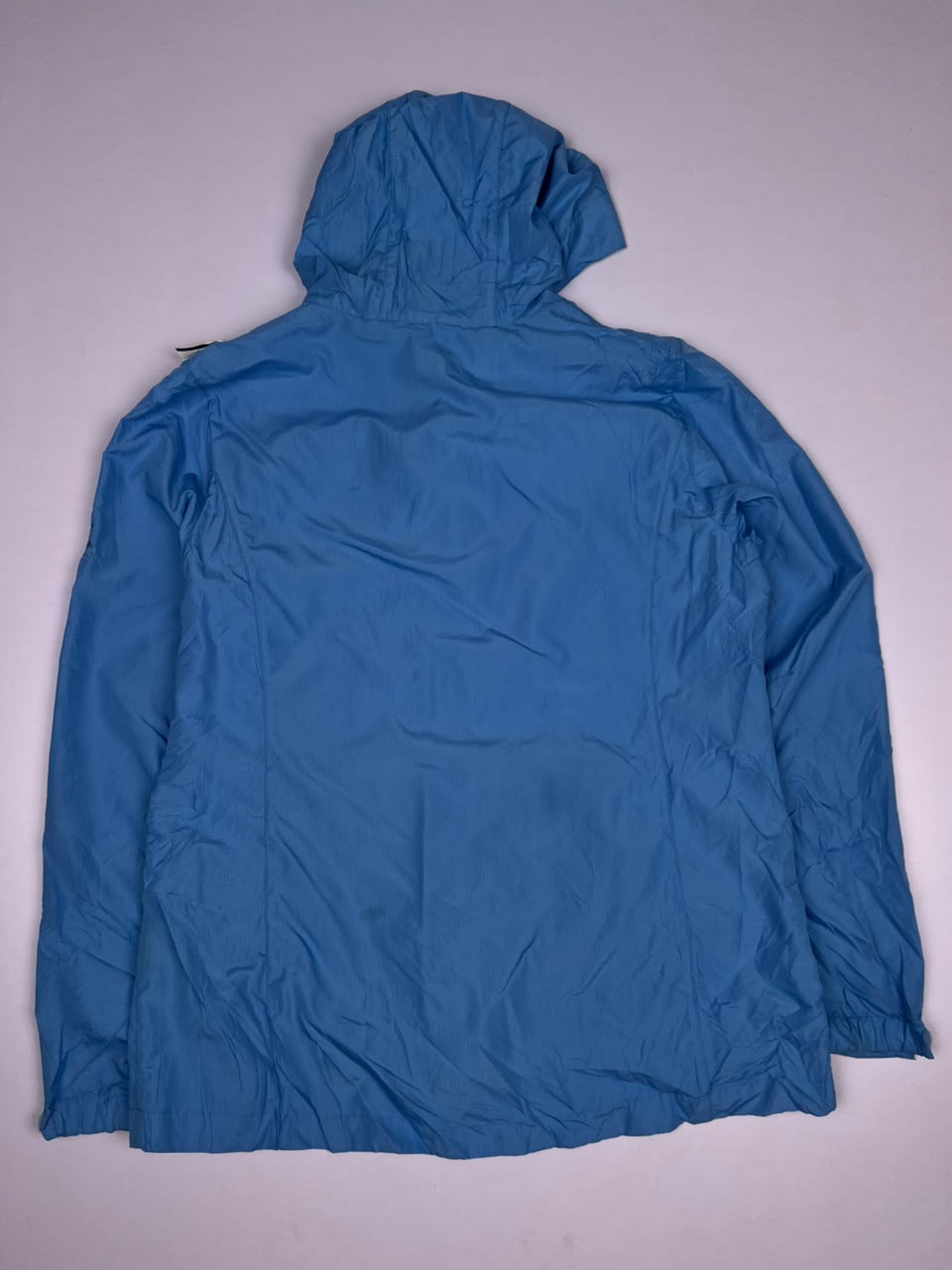 Blue Hooded Lightweight Windbreaker Jacket with Green Contrast Lining