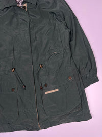 Vintage Utility Field Jacket with Multi-Pocket Design and Adjustable Waist Drawstrings