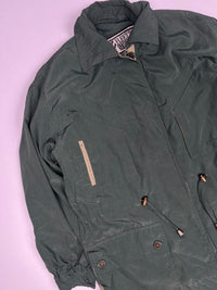 Vintage Utility Field Jacket with Multi-Pocket Design and Adjustable Waist Drawstrings