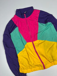 Vintage Colourblock Multicolour Retro Track Jacket with Full Zip Closure