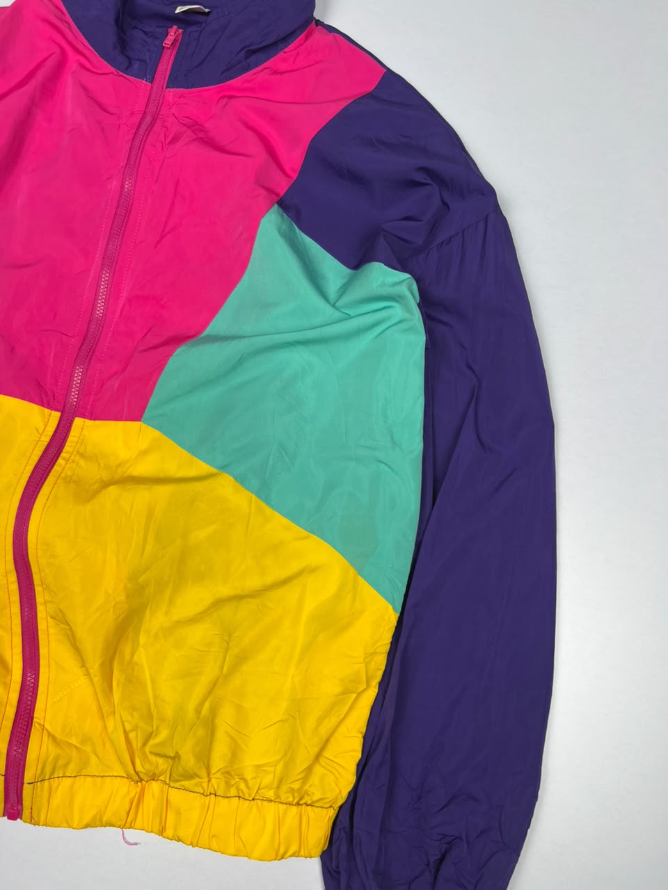 Vintage Colourblock Multicolour Retro Track Jacket with Full Zip Closure