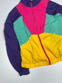 Vintage Colourblock Multicolour Retro Track Jacket with Full Zip Closure