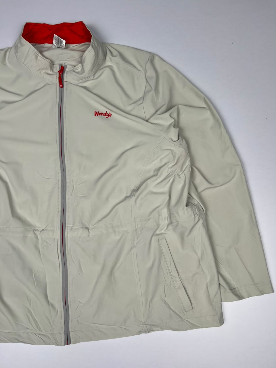 Wendy’s Full-Zip High Neck Lightweight Windbreaker Jacket with Red Detailing