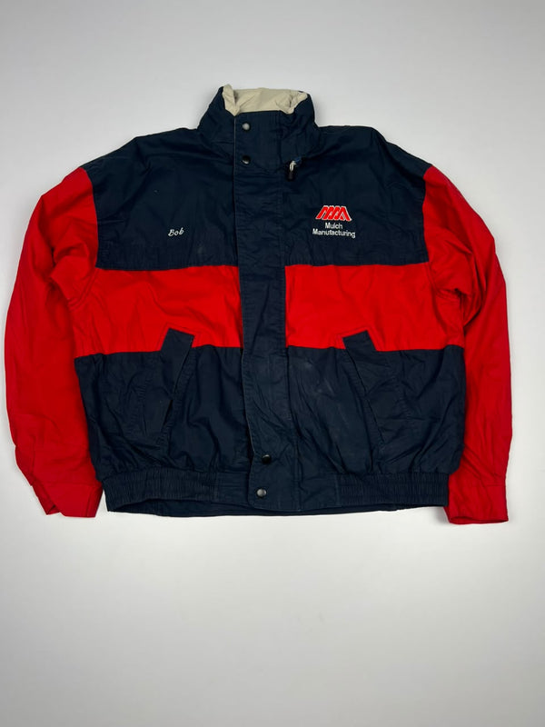 Mulch Manufacturing Navy Blue and Red Colour-Block Full-Zip High Neck Windbreaker Jacket