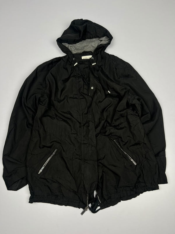 AVA Black Hooded Full-Zip Lightweight Utility Jacket with Contrast Lining and Dual Zip Pockets ⚠️ No Zip