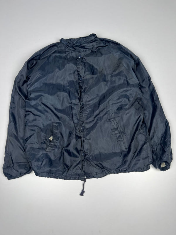 Vintage Lightweight Windbreaker Jacket with Button Closure and Drawstring Hem