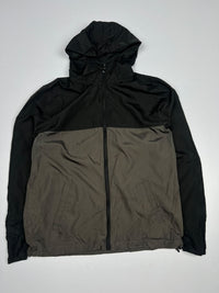 Two-Tone Hooded Zip-Up Windbreaker Jacket with Front Pockets