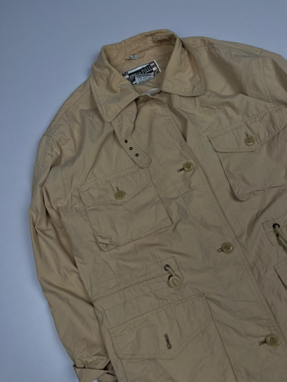 Vintage Beige Utility Field Jacket with Multi-Pocket Design – Thriftwear