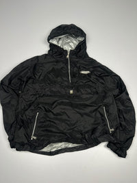 Vintage Black Pullover Anorak Windbreaker Jacket with Silver Lining – Thriftwear