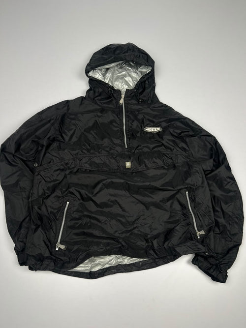 Vintage Black Pullover Anorak Windbreaker Jacket with Silver Lining – Thriftwear