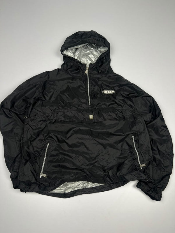 Vintage Black Pullover Anorak Windbreaker Jacket with Silver Lining – Thriftwear