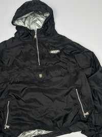 Vintage Black Pullover Anorak Windbreaker Jacket with Silver Lining – Thriftwear