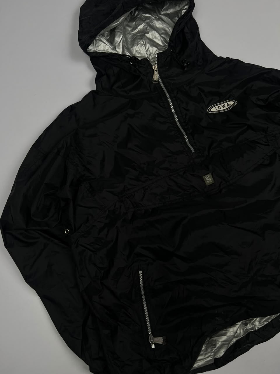 Vintage Black Pullover Anorak Windbreaker Jacket with Silver Lining – Thriftwear