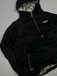 Vintage Black Pullover Anorak Windbreaker Jacket with Silver Lining – Thriftwear