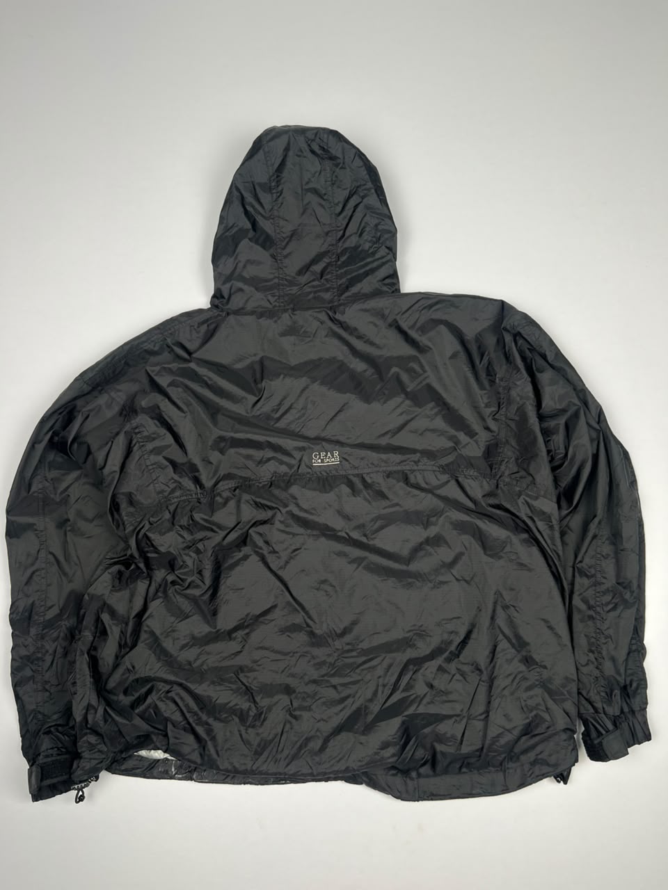 Vintage Black Pullover Anorak Windbreaker Jacket with Silver Lining – Thriftwear