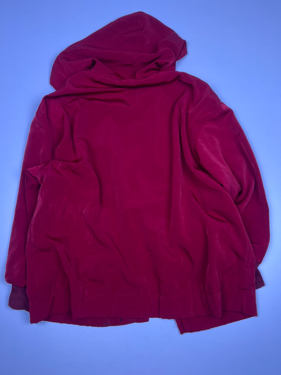 Vintage Red Hooded Zip-Up Jacket with Contrast Polka Dot Lining – Thriftwear ⚠️ No Zip
