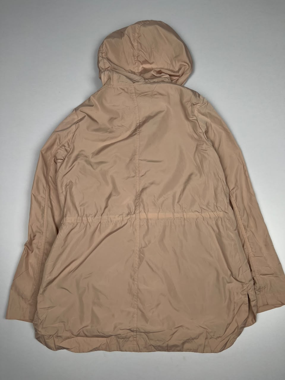 Beige Hooded Utility Jacket with Drawstring Waist and Multi-Pocket Design – Thriftwear
