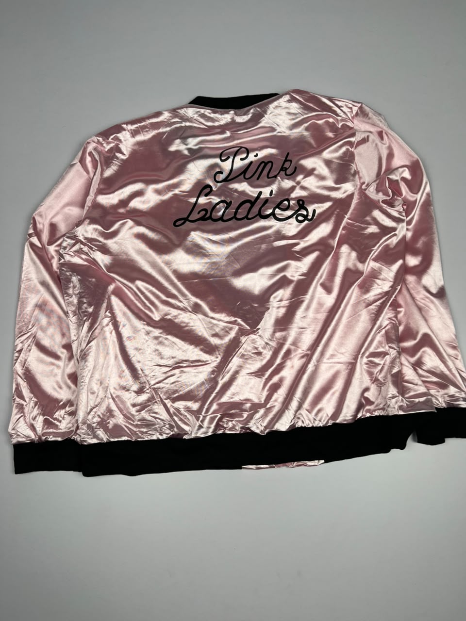 Satin Shimmer Zip-Up Bomber Jacket with Black Ribbed Trim