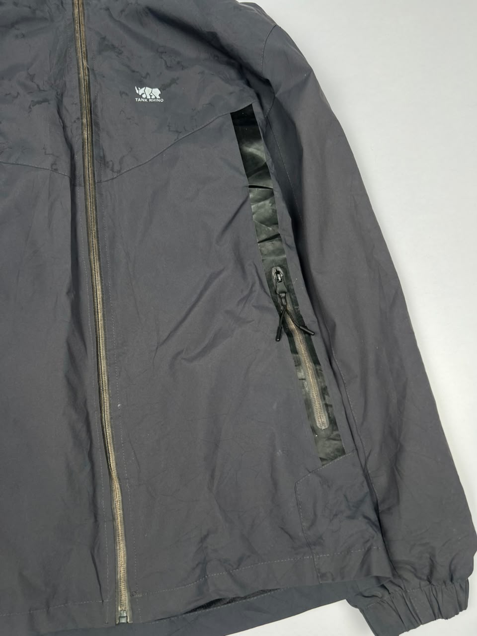 Hooded Outdoor Windbreaker Jacket with Zip Pockets ⚠️ Small Stain