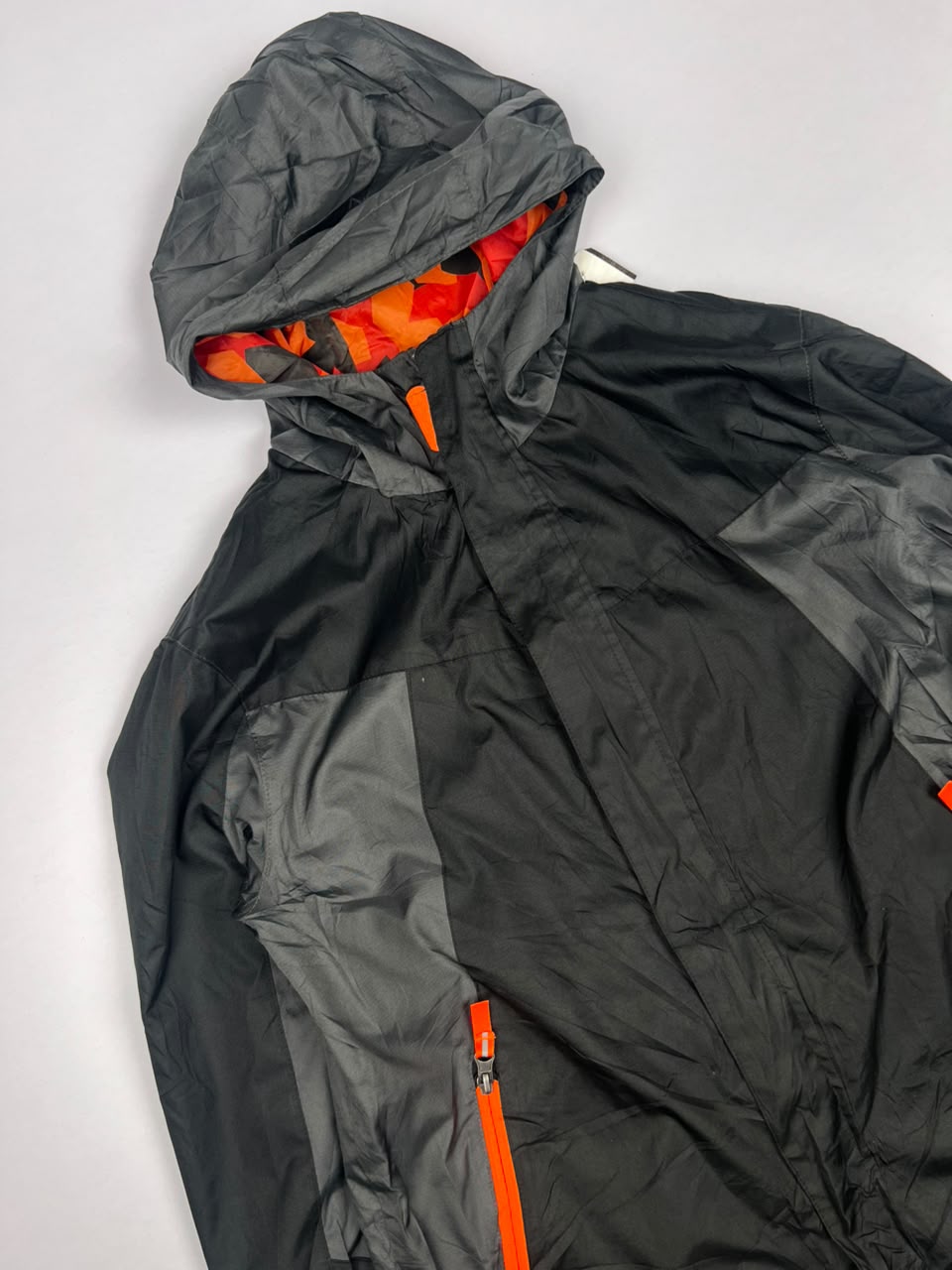 Hooded Outdoor Jacket with Orange Zip Details