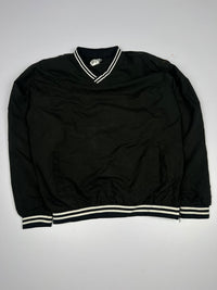 V-Neck Windshirt Pullover Jacket with Ribbed Contrast Collar & Hem