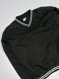 V-Neck Windshirt Pullover Jacket with Ribbed Contrast Collar & Hem