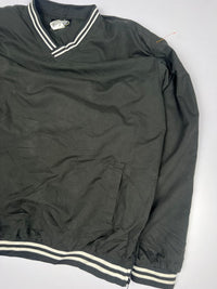 V-Neck Windshirt Pullover Jacket with Ribbed Contrast Collar & Hem