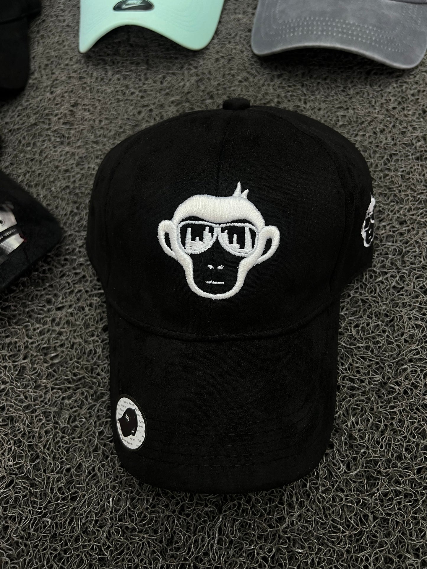 Monkey Graphic Black Cap | Embroidered Design | Adjustable Fit
