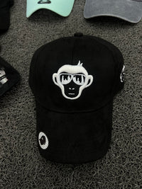 Monkey Graphic Black Cap | Embroidered Design | Adjustable Fit