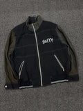 Black Contrast Zip-Up Jacket