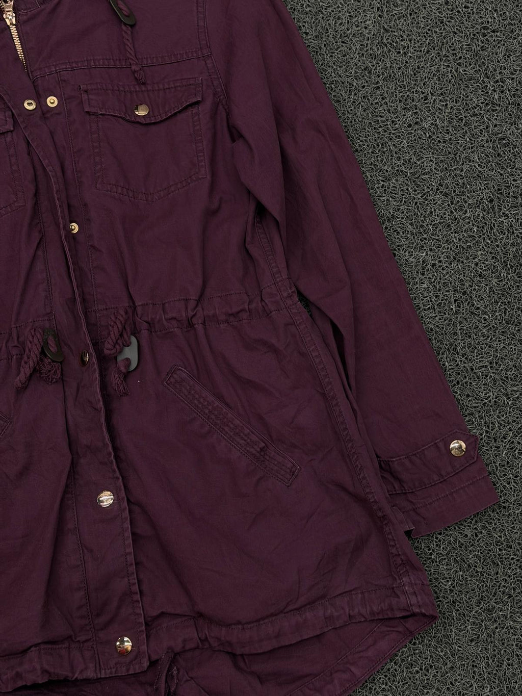 Wine Red Hooded Field Jacket