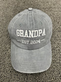 Grandpa Est. 2024 Embroidered Cap | Light Grey | Adjustable Fit