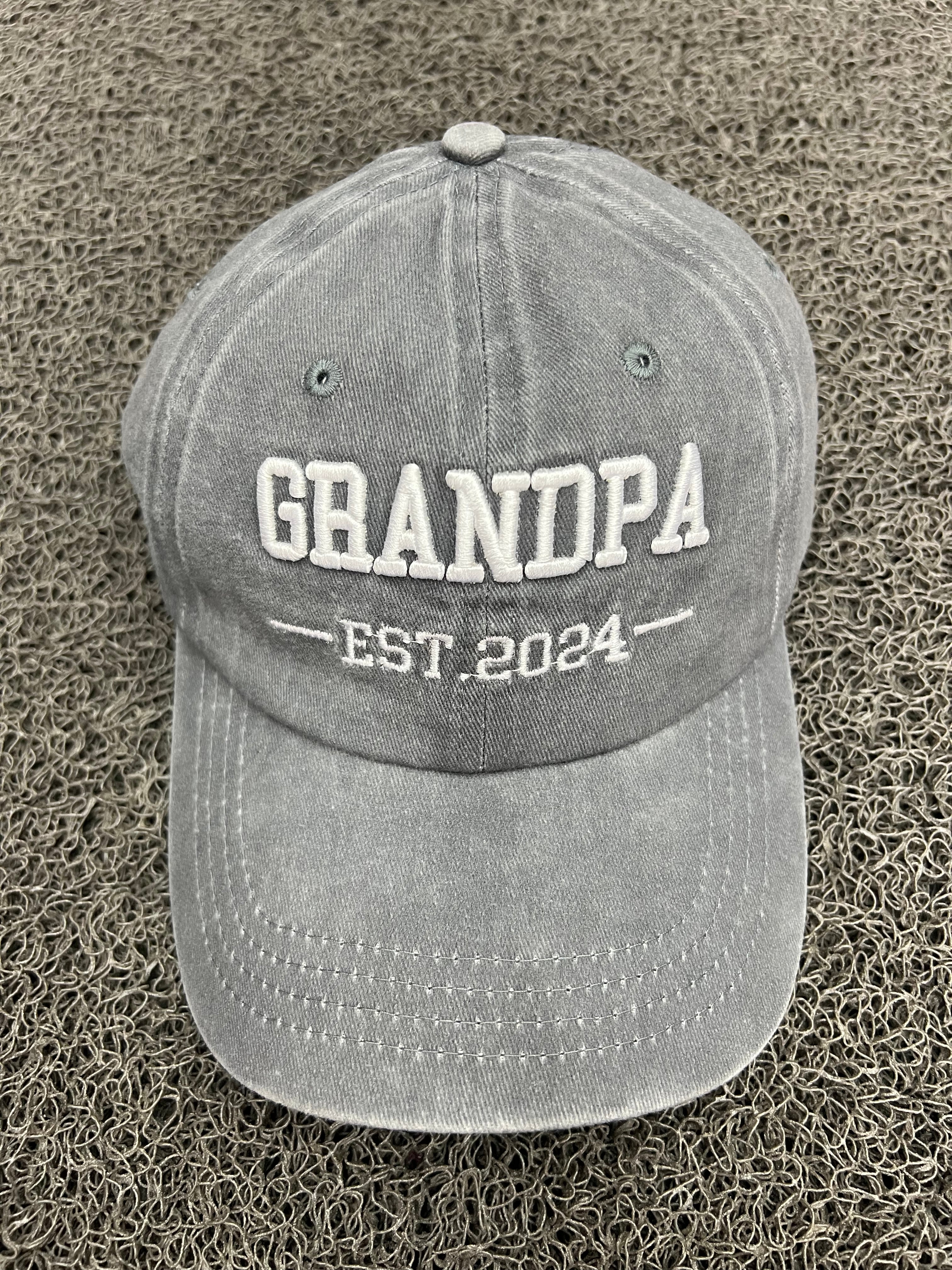 Grandpa Est. 2024 Embroidered Cap | Light Grey | Adjustable Fit