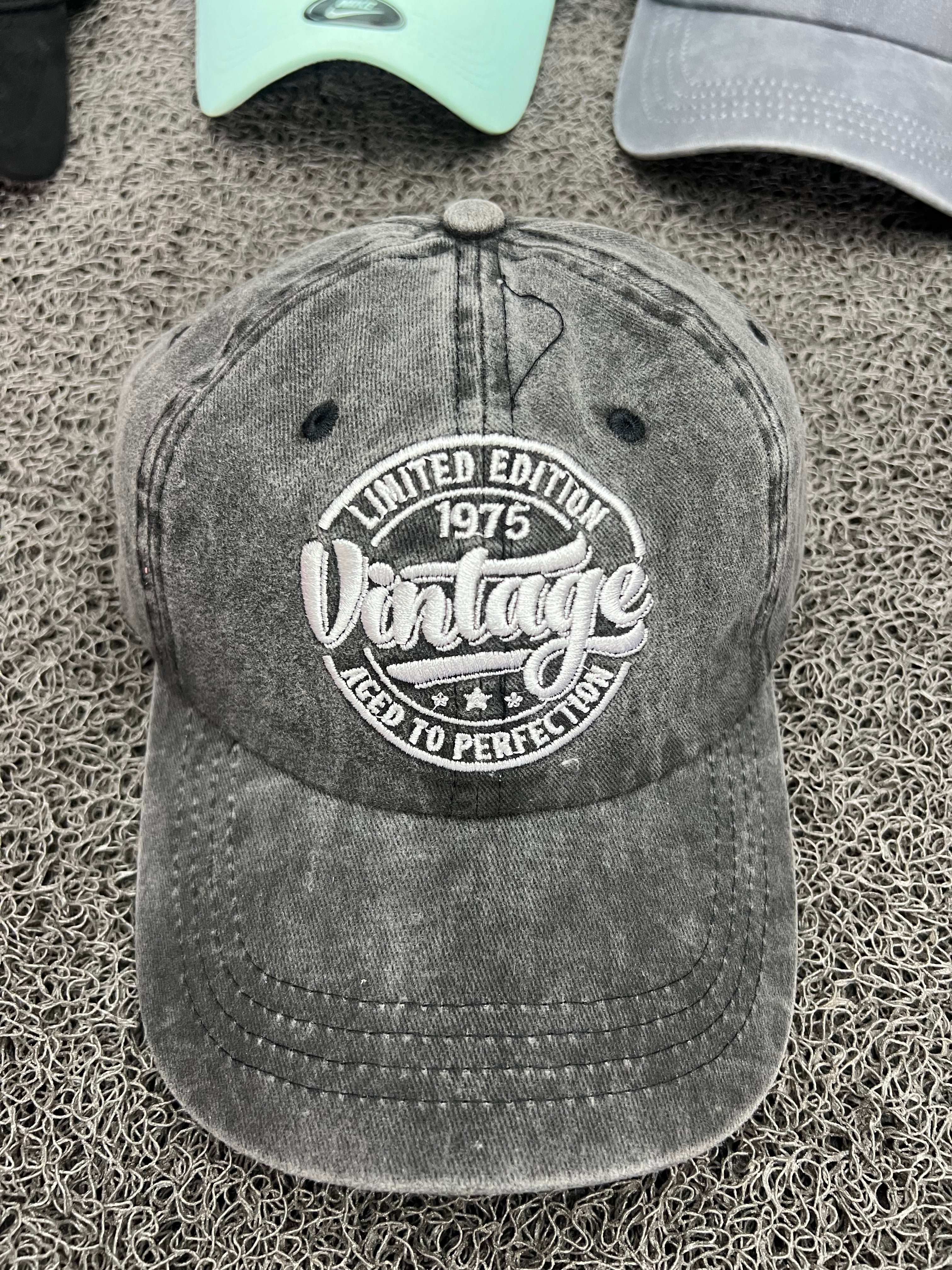 Vintage Washed Grey Cap | Limited Edition 1975 | Adjustable Fit