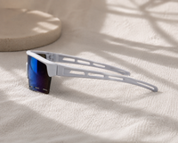 AeroShield Pro Polarized Sports Sunglasses – White Frame | Blue Mirror Lens