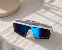 AeroShield Pro Polarized Sports Sunglasses – White Frame | Blue Mirror Lens