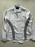 Future Culture White Long Sleeve Button-Up Shirt with Black Side Stripes
